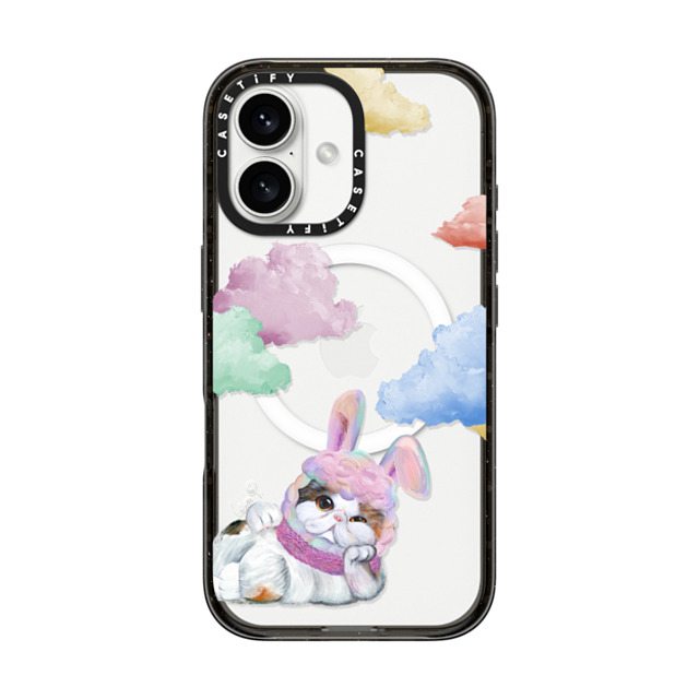 LeonLollipop x CASETiFY iPhone 16 ケース ブラック インパクトケース MagSafe対応 Gloomie Cat Sky by LeonLollipop