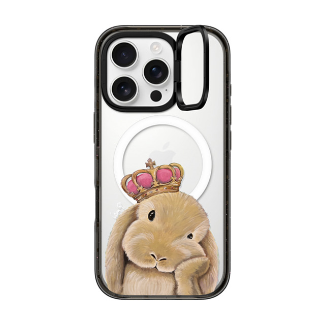 LeonLollipop x CASETiFY iPhone 16 Pro ケース ブラック インパクトリングスタンドケース MagSafe対応 Gloomie Bunny by LeonLollipop