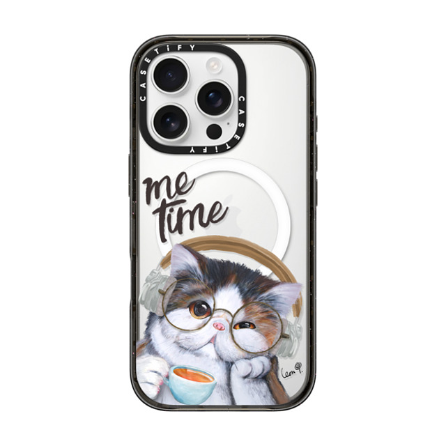 LeonLollipop x CASETiFY iPhone 16 Pro ケース ブラック インパクトケース MagSafe対応 Gloomie Cat Coffee by LeonLollipop