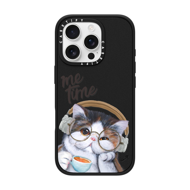 LeonLollipop x CASETiFY iPhone 16 Pro ケース マットブラック インパクトケース MagSafe対応 Gloomie Cat Coffee by LeonLollipop