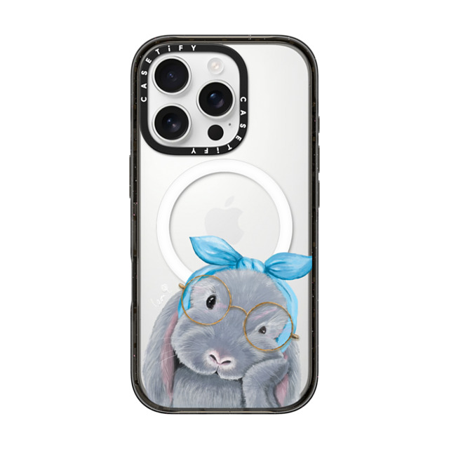 LeonLollipop x CASETiFY iPhone 16 Pro ケース ブラック インパクトケース MagSafe対応 Gloomie Bunny by LeonLollipop