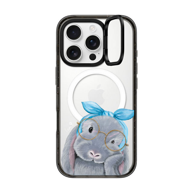 LeonLollipop x CASETiFY iPhone 16 Pro ケース ブラック インパクトリングスタンドケース MagSafe対応 Gloomie Bunny by LeonLollipop