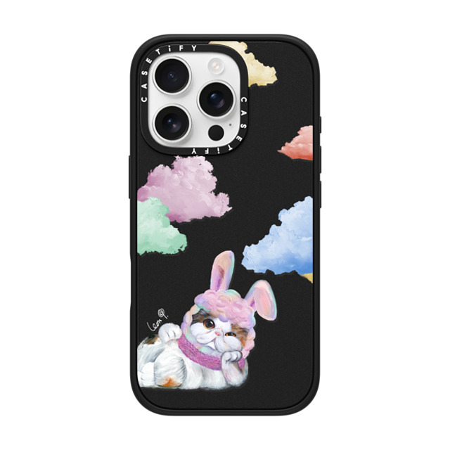 LeonLollipop x CASETiFY iPhone 16 Pro ケース マットブラック インパクトケース MagSafe対応 Gloomie Cat Sky by LeonLollipop