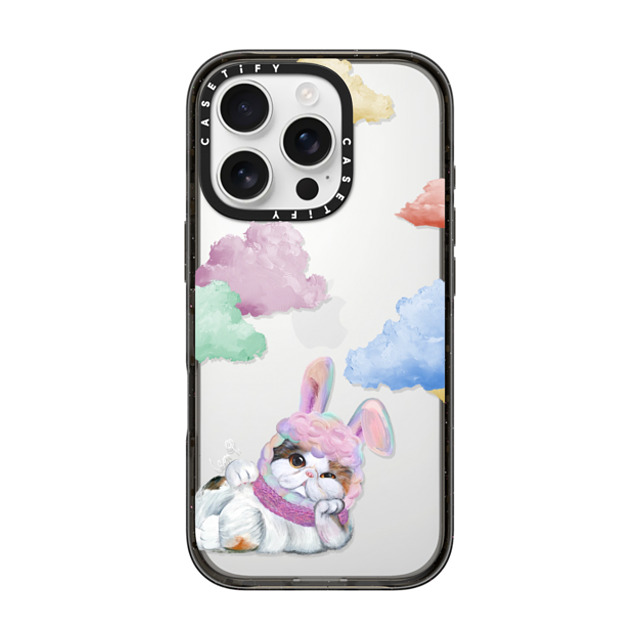 LeonLollipop x CASETiFY iPhone 16 Pro ケース ブラック インパクトケース Gloomie Cat Sky by LeonLollipop