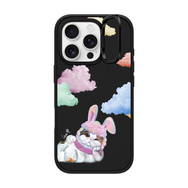 LeonLollipop x CASETiFY iPhone 16 Pro ケース マットブラック インパクトリングスタンドケース MagSafe対応 Gloomie Cat Sky by LeonLollipop