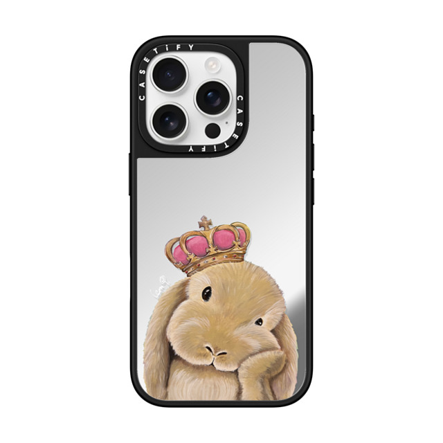 LeonLollipop x CASETiFY iPhone 16 Pro ケース Silver on Black ミラーケース MagSafe対応 Gloomie Bunny by LeonLollipop