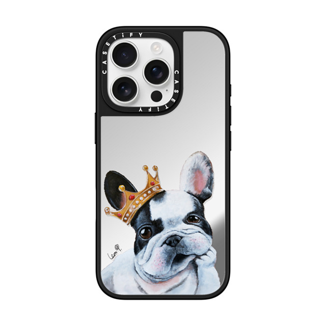 LeonLollipop x CASETiFY iPhone 16 Pro Case Dog,Animal Silver on Black ミラーケース MagSafe対応 Frenchie Dog by LeonLollipop Father's Day LeonLollipop x CASETiFY iPhone 16 Pro Case Dog,Animal Silver on Black ミラーケース MagSafe対応 Frenchie Dog by LeonLollipop Father's Day
