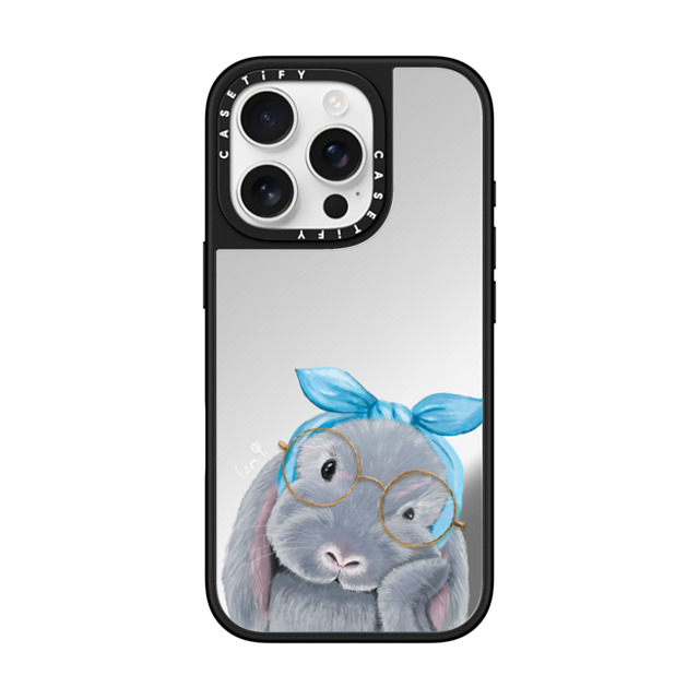 LeonLollipop x CASETiFY iPhone 16 Pro ケース Silver on Black ミラーケース MagSafe対応 Gloomie Bunny by LeonLollipop