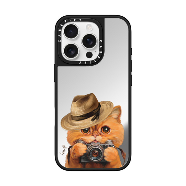 LeonLollipop x CASETiFY iPhone 16 Pro ケース Cat,Camera Silver on Black ミラーケース MagSafe対応 Amber Cat by LeonLollipop Father's Day LeonLollipop x CASETiFY iPhone 16 Pro ケース Cat,Camera Silver on Black ミラーケース MagSafe対応 Amber Cat by LeonLollipop Father's Day