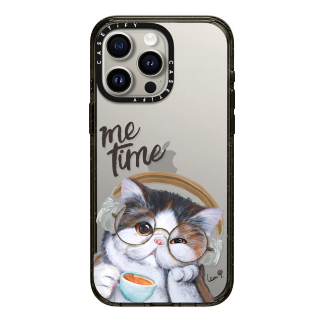 LeonLollipop x CASETiFY iPhone 15 Pro Max ケース ブラック インパクトケース Gloomie Cat Coffee by LeonLollipop