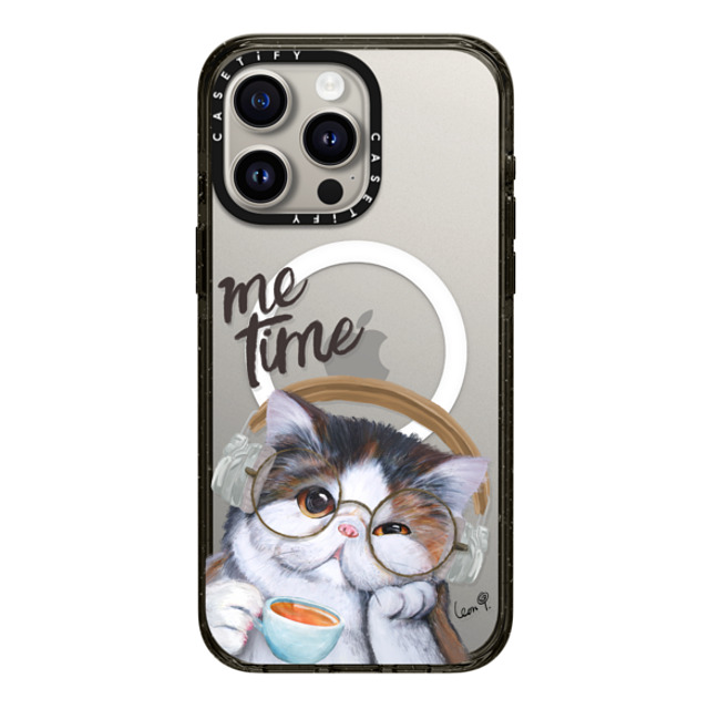 LeonLollipop x CASETiFY iPhone 15 Pro Max ケース ブラック インパクトケース MagSafe対応 Gloomie Cat Coffee by LeonLollipop