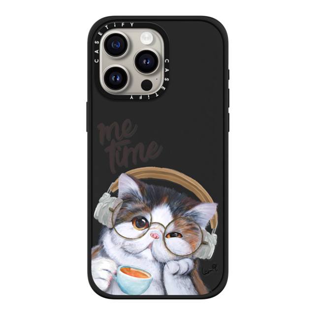 LeonLollipop x CASETiFY iPhone 15 Pro Max ケース マットブラック インパクトケース MagSafe対応 Gloomie Cat Coffee by LeonLollipop