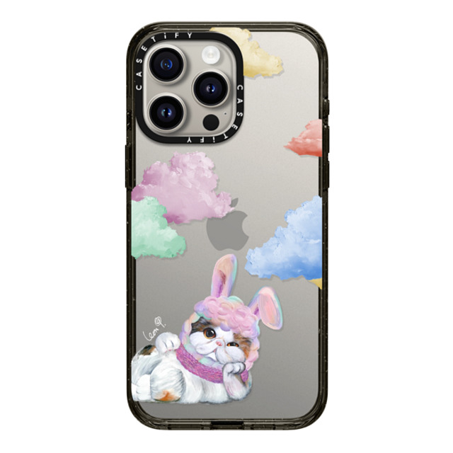 LeonLollipop x CASETiFY iPhone 15 Pro Max ケース ブラック インパクトケース Gloomie Cat Sky by LeonLollipop