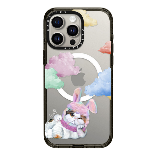 LeonLollipop x CASETiFY iPhone 15 Pro Max ケース ブラック インパクトケース MagSafe対応 Gloomie Cat Sky by LeonLollipop