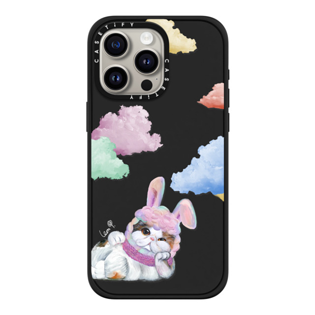 LeonLollipop x CASETiFY iPhone 15 Pro Max ケース マットブラック インパクトケース MagSafe対応 Gloomie Cat Sky by LeonLollipop