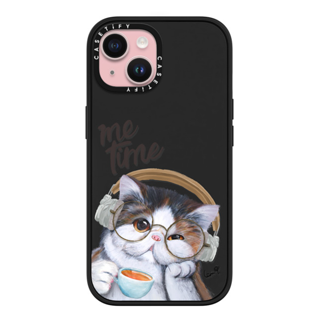 LeonLollipop x CASETiFY iPhone 15 ケース マットブラック インパクトケース MagSafe対応 Gloomie Cat Coffee by LeonLollipop