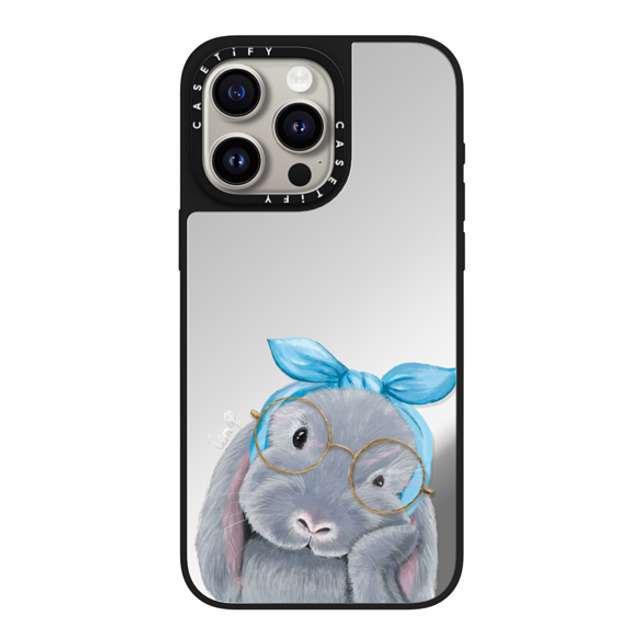 LeonLollipop x CASETiFY iPhone 15 Pro Max ケース Silver on Black ミラーケース MagSafe対応 Gloomie Bunny by LeonLollipop