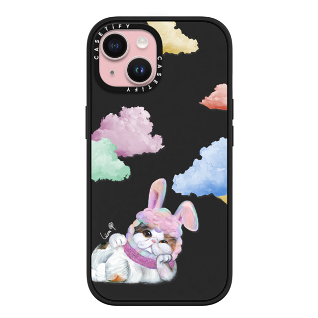 LeonLollipop x CASETiFY iPhone 15 ケース マットブラック インパクトケース MagSafe対応 Gloomie Cat Sky by LeonLollipop