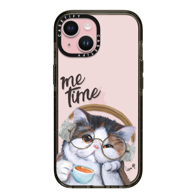 LeonLollipop x CASETiFY iPhone 15 ケース ブラック インパクトケース Gloomie Cat Coffee by LeonLollipop