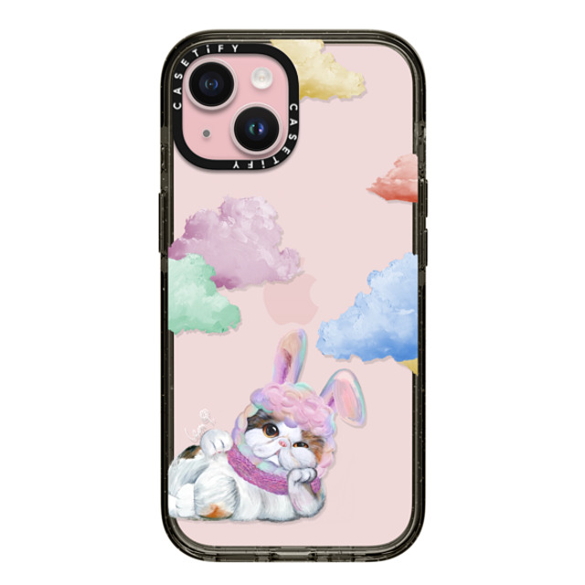 LeonLollipop x CASETiFY iPhone 15 ケース ブラック インパクトケース Gloomie Cat Sky by LeonLollipop