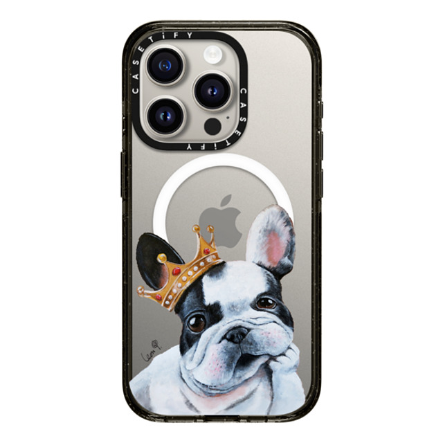 LeonLollipop x CASETiFY iPhone 15 Pro ケース Dog,Animal ブラック インパクトケース MagSafe対応 Frenchie Dog by LeonLollipop Back to School LeonLollipop x CASETiFY iPhone 15 Pro ケース Dog,Animal ブラック インパクトケース MagSafe対応 Frenchie Dog by LeonLollipop Back to School