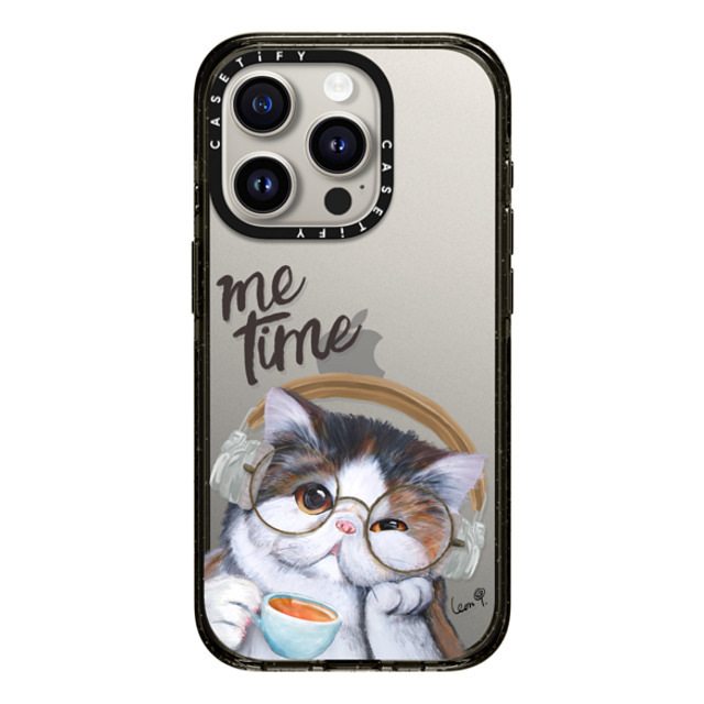 LeonLollipop x CASETiFY iPhone 15 Pro ケース ブラック インパクトケース Gloomie Cat Coffee by LeonLollipop