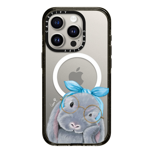 LeonLollipop x CASETiFY iPhone 15 Pro ケース ブラック インパクトケース MagSafe対応 Gloomie Bunny by LeonLollipop