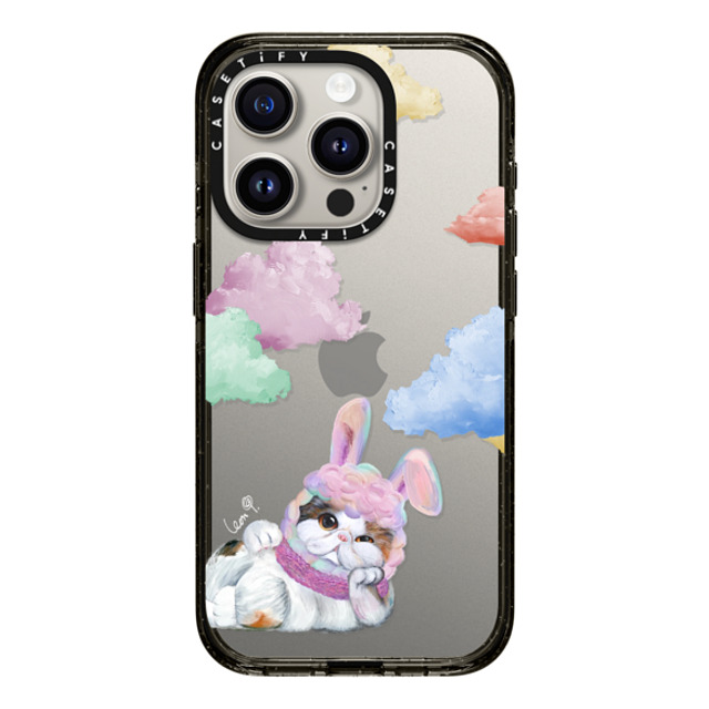 LeonLollipop x CASETiFY iPhone 15 Pro ケース ブラック インパクトケース Gloomie Cat Sky by LeonLollipop