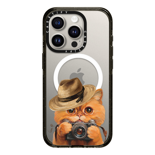 LeonLollipop x CASETiFY iPhone 15 Pro Case Black Impact Case MagSafe Compatible Amber Cat by LeonLollipop LeonLollipop x CASETiFY iPhone 15 Pro Case Black Impact Case MagSafe Compatible Amber Cat by LeonLollipop