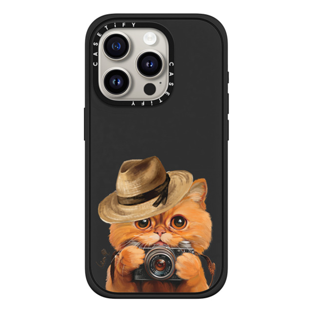 LeonLollipop x CASETiFY iPhone 15 Pro Case Matte Black Impact Case MagSafe Compatible Amber Cat by LeonLollipop LeonLollipop x CASETiFY iPhone 15 Pro Case Matte Black Impact Case MagSafe Compatible Amber Cat by LeonLollipop