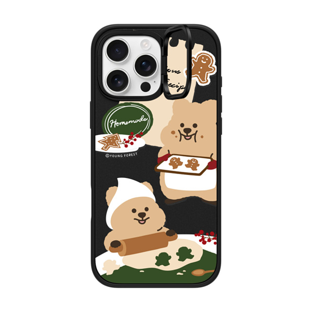 CASETiFY iPhone 16 Pro Max ケース マットブラック インパクトリングスタンドケース MagSafe対応 Cookies with KKOTKA young forest