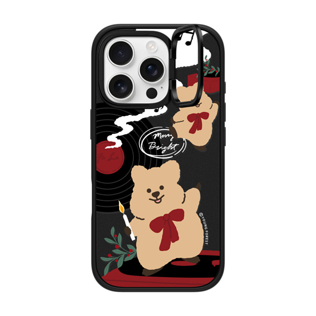 CASETiFY iPhone 16 Pro ケース マットブラック インパクトリングスタンドケース MagSafe対応 Music with KKOTKA young forest