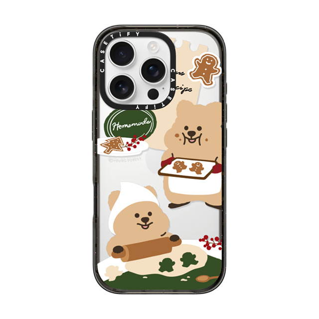 CASETiFY iPhone 16 Pro ケース ブラック インパクトケース Cookies with KKOTKA young forest