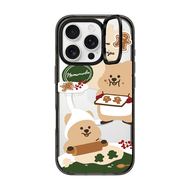 CASETiFY iPhone 16 Pro ケース ブラック インパクトリングスタンドケース MagSafe対応 Cookies with KKOTKA young forest