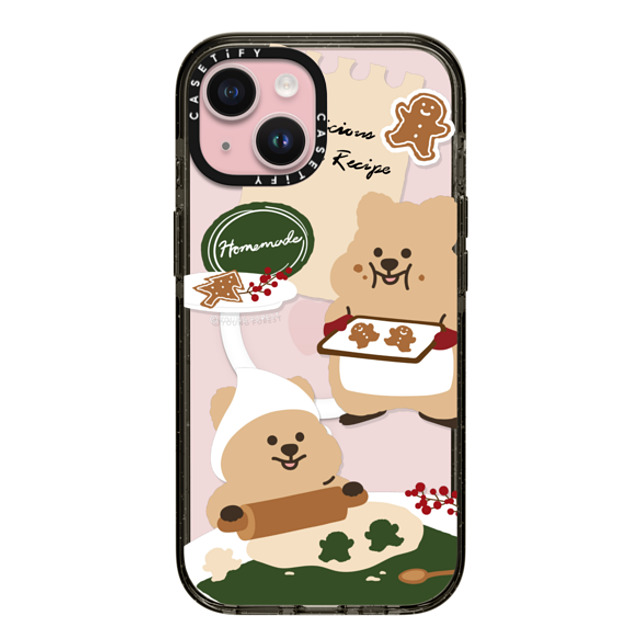 CASETiFY iPhone 15 ケース ブラック インパクトケース MagSafe対応 Cookies with KKOTKA young forest