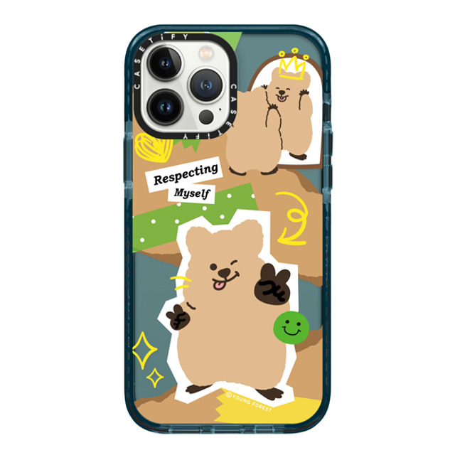 CASETiFY iPhone 13 Pro Max ケース Pacific Blue インパクトケース Respecting myself KKOTKA young forest