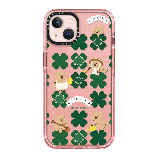 CASETiFY iPhone 13 ケース Pink (Glitter) インパクトケース KKOTKA is lucky keeper young forest