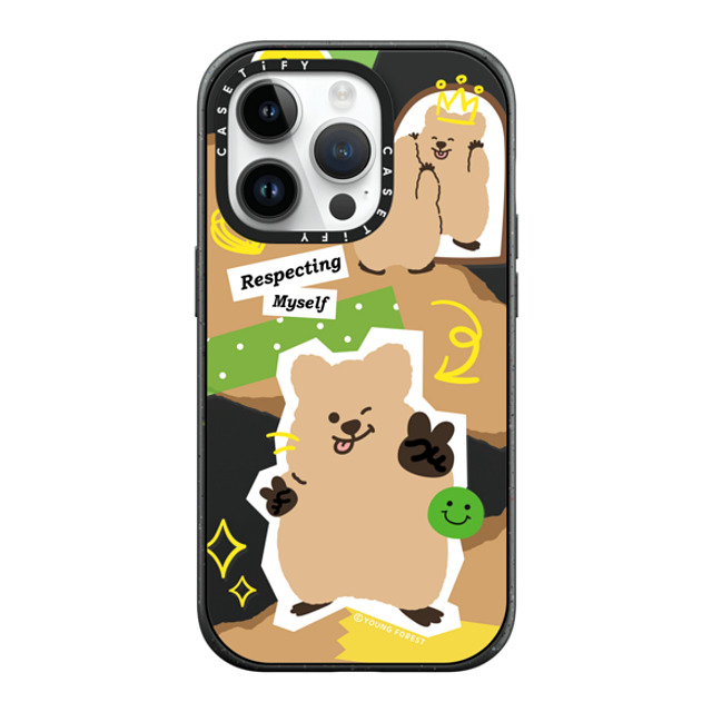 CASETiFY iPhone 14 Pro ケース マットブラック インパクトケース MagSafe対応 Respecting myself KKOTKA young forest