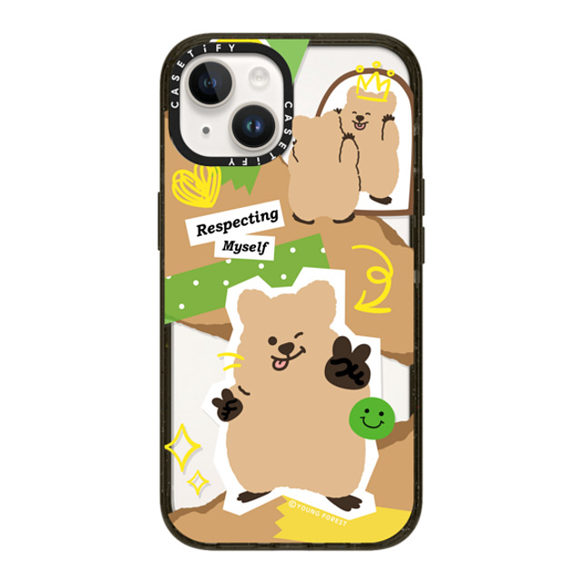 CASETiFY iPhone 14 ケース ブラック インパクトケース Respecting myself KKOTKA young forest