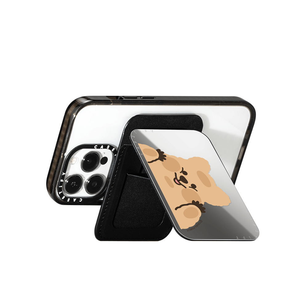 CASETiFY Snappy カードホルダースタンド シルバー Snappy ミラー カードホルダースタンド MagSafe対応 KKOTKA misses you Card holder stand young forest