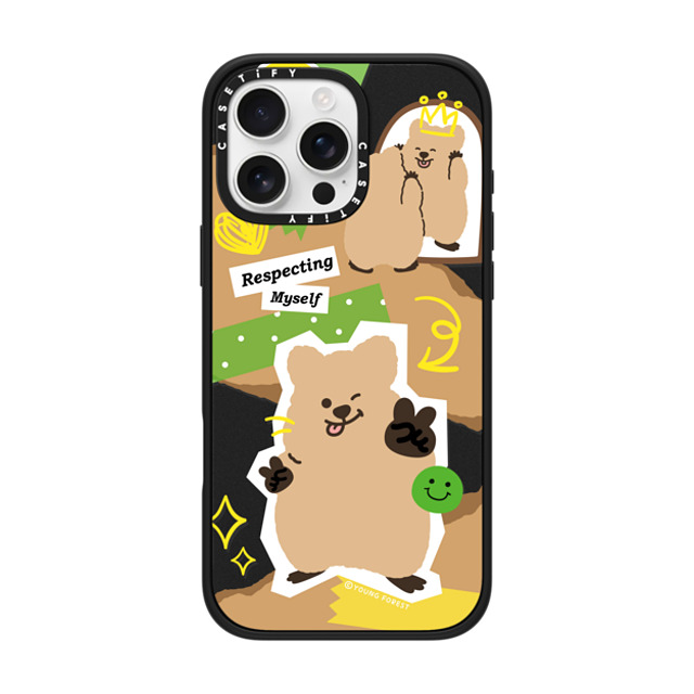 CASETiFY iPhone 16 Pro Max ケース マットブラック インパクトケース MagSafe対応 Respecting myself KKOTKA young forest