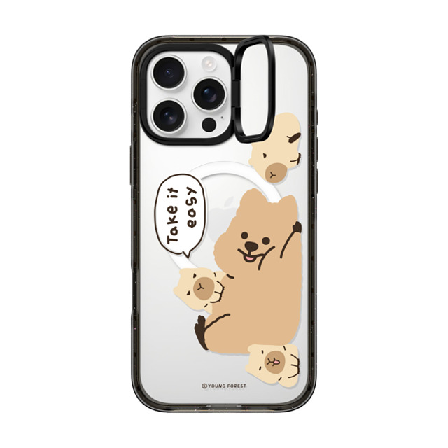 CASETiFY iPhone 16 Pro Max ケース ブラック インパクトリングスタンドケース MagSafe対応 Take it easy KKOTKA young forest