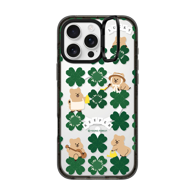 CASETiFY iPhone 16 Pro Max ケース ブラック インパクトリングスタンドケース MagSafe対応 KKOTKA is lucky keeper young forest