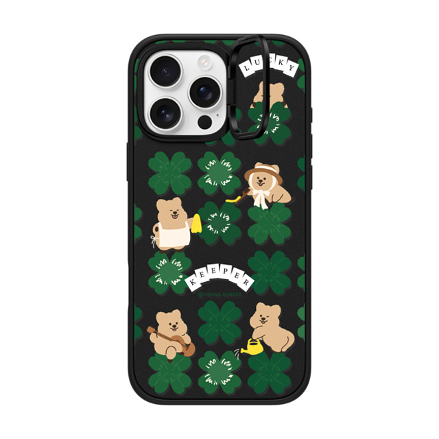 CASETiFY iPhone 16 Pro Max ケース マットブラック インパクトリングスタンドケース MagSafe対応 KKOTKA is lucky keeper young forest