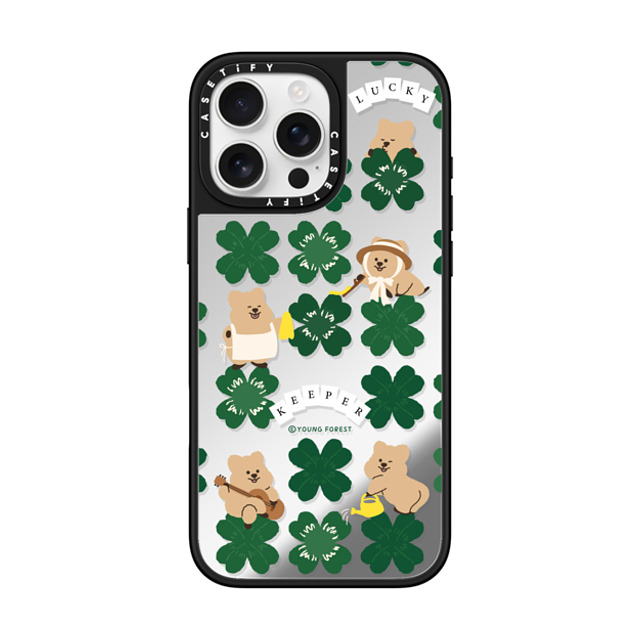 CASETiFY iPhone 16 Pro Max ケース Silver on Black ミラーケース MagSafe対応 KKOTKA is lucky keeper young forest