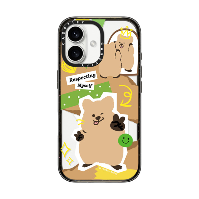 CASETiFY iPhone 16 ケース ブラック インパクトケース MagSafe対応 Respecting myself KKOTKA young forest