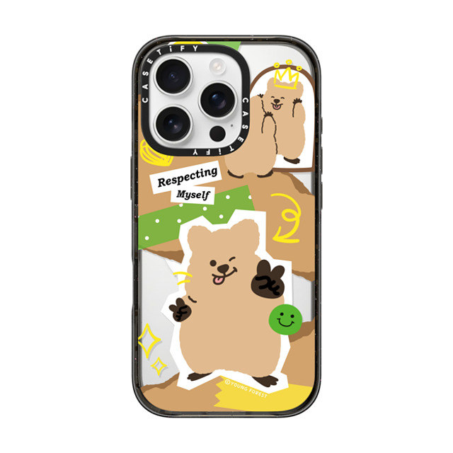 CASETiFY iPhone 16 Pro ケース ブラック インパクトケース MagSafe対応 Respecting myself KKOTKA young forest