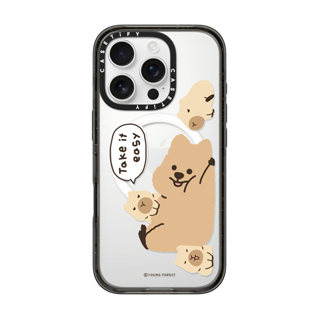 CASETiFY iPhone 16 Pro ケース ブラック インパクトケース MagSafe対応 Take it easy KKOTKA young forest