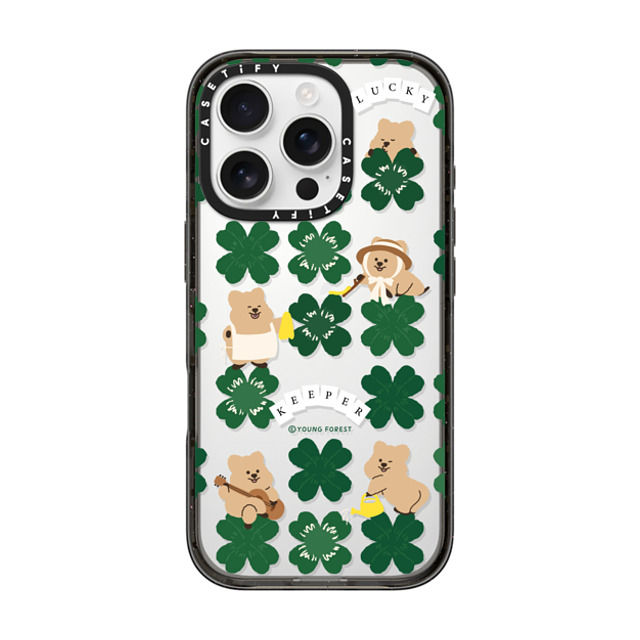 CASETiFY iPhone 16 Pro ケース ブラック インパクトケース KKOTKA is lucky keeper young forest