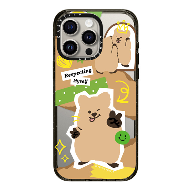 CASETiFY iPhone 15 Pro Max ケース ブラック インパクトケース Respecting myself KKOTKA young forest